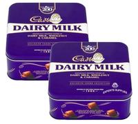 Chocolate Gift Cad Dairy Milk Tin & Tub - Assorted Festive Sweets & Treats - Perfect for Sharing, Gifting Bundle For Kids and Adults for Christmas and New Year 2025 (x2, Dairy Milk Chunk Tin 360g)