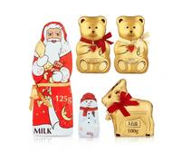 Chocolate Gift Set for Christmas - Includes Milk Chocolate Santa 125g, 100g of Milk Teddy, White Teddy, Reindeer & Snowman 40g - Swiss Chocolate Figures Wrapped in Festive Foil