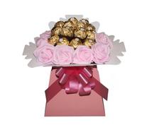 Chocolate Gifts Hamper Flower Bouquet For Men and Women With Ferero Roche and Lindr lind Sweets Personalised Pink Purple Gold Red Blue (Medium)