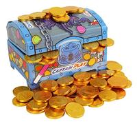 Chocolate Gold Coin Treasure Chest Gift, 80 Individually Wrapped Milk Chocolate Coins in Decorative Chest, Ideal Gift for Children’s Parties & Celebrations, 700g
