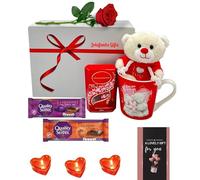 Chocolate Hamper Gift Box Chocolates, Quality Street Chocolate Bars, teddy bear, Love Heart Sweets Mugs, Heart Candle &Card - Valentines,Birthday, Mother Days, Father Day & More