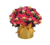 Chocolate Hamper Gift Flower Bouquet For Men and Women With Ferero Roche and Lindr lind Sweets Personalised Pink Purple Gold Red Blue Mothers Day (Medium)