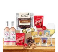Chocolate Hamper & Rosé Wine Gift Set- Ferreros Rochers, Almond Biscuits & Lindts Lindor Assorted Truffles and Popcorn- Valentine's Day, Mother's Day Gift