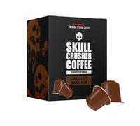 Chocolate Hazelnut Flavoured Skull Crusher High Caffeine Coffee Pods - 25 Aluminium Capsules Compatible with Nespresso Machines - Dark Roast Espresso - Rainforest Alliance Certified