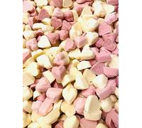 Chocolate Hearts Mix, Pink and White, 1kg Pouch, 95 Pieces, Perfect for Valentine's Day, Baby Shower, Gender Reveal, Cake Decorating - Halal
