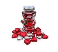 Chocolate Hearts -Red And Silver Foil Wrapped Love Heart Chocolates In a Bear Tin | Perfect for Valentines | Weddings | Mothers Day | Fathers Day | Birthday Presents| Christmas Stocking Filler