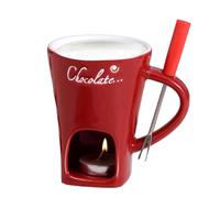Chocolate Hot Pot Melting Cup, Tea Candle Fondue Set,Fondue Mug Ceramic Hot Pot Chocolate Melting Cup,Tea Light Butter Warmer Melting Pot with Fork for Caramel & Cheese