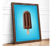 Chocolate Ice Lolly Minimalist Framed Wall Art Print A3 (42×29.7cm) Walnut, Wall Decor for Living Room, Bedroom, Office & Home, Ready to Hang, Art Gift