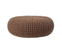 Homescapes Chocolate Brown Large Round Cotton Knitted Pouffe Footstool