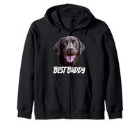 Chocolate Lab Best Buddy Brown Labrador Retriever Lover Zip Hoodie