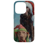 Chocolate Lab Dog Christmas Snow Holiday Art Case for iPhone 14 Pro