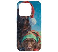 Chocolate Lab Dog Christmas Snow Holiday Art Case for iPhone 15 Pro