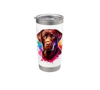 Chocolate Lab Labrador Retriever Dog Artwork Stainless Steel Insulated Tumbler