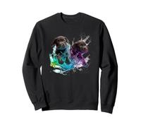 Chocolate Lab Puppies Neon Water Splash Blue Eyes Art Sweatshirt