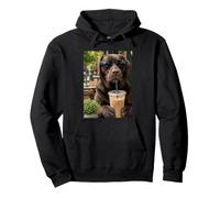 Chocolate Labrador Coffee Lover Funny Dog Cafe Graphic Art Pullover Hoodie
