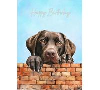 Chocolate Labrador Dog Art Birthday Card