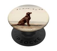 Chocolate Labrador Flying Birds Watercolour Landscape PopSockets Adhesive PopGrip