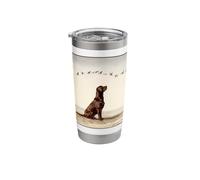 Chocolate Labrador Flying Birds Watercolour Landscape Stainless Steel Insulated Tumbler