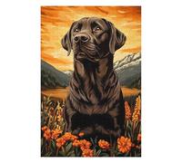 Chocolate Labrador in Mountain Landscape Jigsaw Puzzle, 1000 Piece