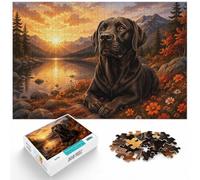 Chocolate Labrador in Mountain Landscape Jigsaw Puzzle, 1000 Piece | For a patient pastime, this adult jigsaw puzzle with 1000 pieces offers a break from digital entertainment.