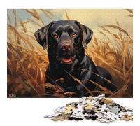 Chocolate Labrador in Tall Grass Puzzles 500 Pieces Wooden Puzzles for Adults & Teenager Stress Relief Toys 500pcs (52x38cm)