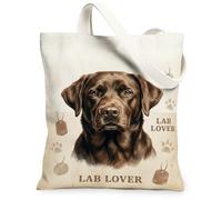 Chocolate Labrador Lover Portrait Realistic Canvas Tote Bag 13x15 Inch | Dog portrait, Paws motif, Dog lover quote, Natural linen texture, Animal owner accessory