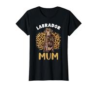 Chocolate Labrador Mum Dog Lover Owner Leopard Print Lab Mum T-Shirt, Women, Black, Large