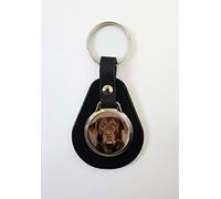 Chocolate Labrador On A Leather Key Fob Keyring Ideal Birthday Gift N102