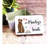Chocolate Labrador Rectangle Personalised Dog Biscuit Treat Tin Personalised Gift | Custom Gift | Personalized Tin | Personalised Tins | Gift For Her | Gift For Him