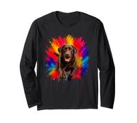 Chocolate Labrador Retriever Colorful Splash Art Dog Long Sleeve T-Shirt