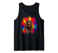 Chocolate Labrador Retriever Colorful Splash Art Dog Tank Top
