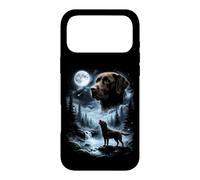Chocolate Labrador Retriever Howling to the Moon Retro 90's Case for iPhone 17 Pro Max