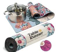 Chocolate Lemon: Trivet Table Runner - Heat Resistant 350F, Waterproof, Reversible for Hot Dishes, Plates & Pots (Vintage Floral, 48 inch)
