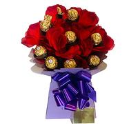 Chocolate Lindore Gift Box Hamper Bouquet Roses Flowers Red Pink White Purple Gold Caramel Dark White Candy Sweets kinder Galore Candle