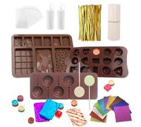 Chocolate Maker Kit, Chocolate Lollipop Making Kit with Chocolate Moulds Silicone Pop Sticks and Wrappers, Cake Pop Maker Kit to Make Yummy Choco Bars and Lollies