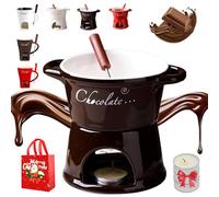 Chocolate Melting Cup, Chocolate Fondue Mug with Forks, Personal Cheese Melting Cup, Fondue Heated with a Tealight, Warmer Mug for Candy Snack Caramel Party, Ideal Gifts (E)