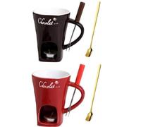 Chocolate Melting Cup Tea Light, 2 Set Hot Chocolate Fondue Mug, Personal Candle Cup Melting Chocolates, Ceramic Mugs Melted Pot for Cheese, Butter, Candy, Dessert, Caramel & Party Dips