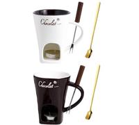 Chocolate Melting Cup Tea Light, 2 Set Hot Chocolate Fondue Mug, Personal Candle Cup Melting Chocolates, Ceramic Mugs Melted Pot for Cheese, Butter, Candy, Dessert, Caramel & Party Dips