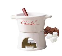 Chocolate Melting Mug - Ceramic Melting Butter Warmer with Fork - Portable Chocolate Hot Pot Cup Kit - for Sauce Candy Bread Caramel Date Night Wedding Valentine's Day Appetizer Dessert Couples