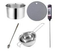 Chocolate Melting Pot - Double Boiler Design, Stainless Steel Material, Heat Resistant Handle, Thermometer Included Set | Ideal for Candy Soap Candle Butter Melting Kitchen Use and Creative Craft