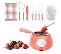 Chocolate Melting Pot, Electric Plastic Hot Chocolate Fondue Set, Dipping Pot with Chocolate Mold Trays & Dipping Forks, Chocolate Marshmallow Warming Fondue Set for Candy Melting (UK Standard-Pink)
