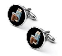Chocolate Milk Round Cufflinks for Men Classic Cuff Links Jewellery for Wedding Business Party
