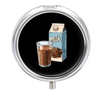 Chocolate Milk Round Pill Box Organiser 3 Compartment Medicine Case