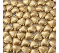 Chocolate Mini Dragees - MINI Heart Shaped Sugar Coated Confectionery - Antique Gold - For Wedding Favours and Baby Showers - Pack of 100 Hearts (100 Grams)