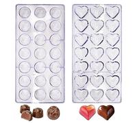 Chocolate Mold,RoadLoo 2 Pcs 21 Grid 3D Plastic Chocolate Mold Transparent Polycarbonate Reusable Sweet Candy DIY Molds for Handmade Ice Cubes Pastry Making Wedding Cake