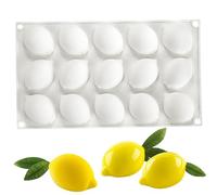 Chocolate Molds Silicone Candy Molds 3D Lemon Shaped Fondant Moulds 15-Cavity Fruit Snack Moulds Non Stick Easy Release Lemon Mold for DIY Pastry Desserts Baking Gummy
