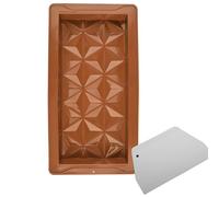 Chocolate Mould, 25 x 13.5 Cm Silicone Chocolate Mould with 1 Scraper, Easy Release and Durable Deep Chocolate Mold, Protein and Energy Bar Molds for Praline Desserts Sweets Making