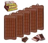 Chocolate Moulds, 5Pcs Silicone Chocolate Bar Moulds, Break Apart Chocolate Bar Mould Silicone Candy Molds, Deep Chocolate Bar Moulds, Chocolate Bar Moulds Deep, Non-Stick Reusable DIY Baking Molds