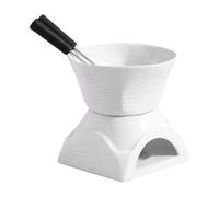 Chocolate Mug - Fondue with Fork 220ml Mini Portable Ceramic Melting Cup Personal Cheese Butter Melting Mug for Caramel Desserts Snacks Candy Milk Homemade Treats Easy Use Cooking Gift