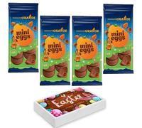 Chocolate Orange Milk Chocolate Mini Egg Bar 90g With Easter Gift Box - Made With Real Orange Oil & Made Crushed mini eggs (4 x Bars)